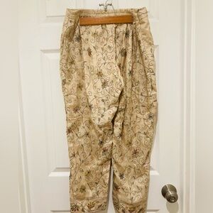 HANDMADE Women’s Pants with Embroidered Satin-Like Fabric